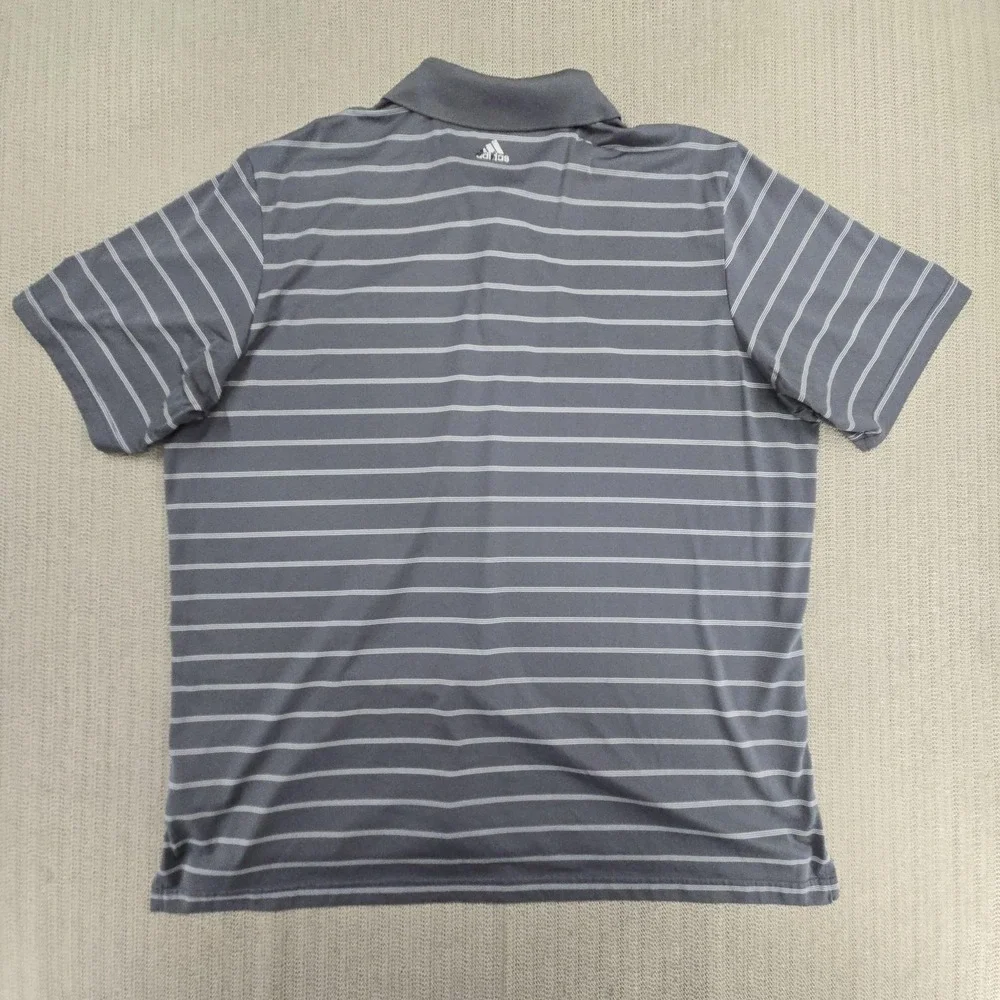 Adidas Golf Polo Shirt Mens 2XL Gray Stripe Puremotion Lightweight Stretch